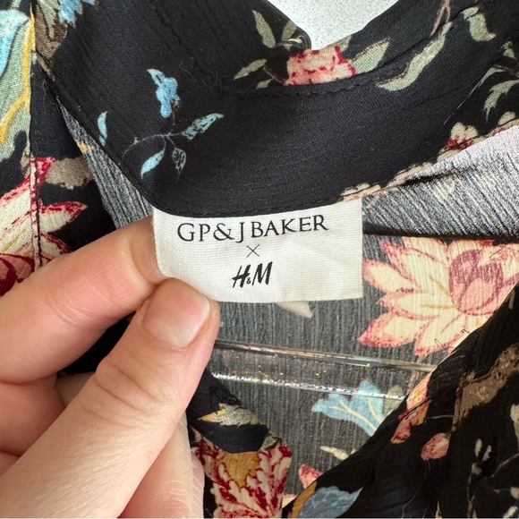 H&M SHEER FLORAL DESIGNER , SPRING PRINTED BIRD BUTTON UP SHIRT, NEW, EFFORTLESS - Picture 7 of 10